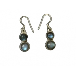 Earring0039-Nice Earring made with Beautiful Black Rainbow Stone and Silver